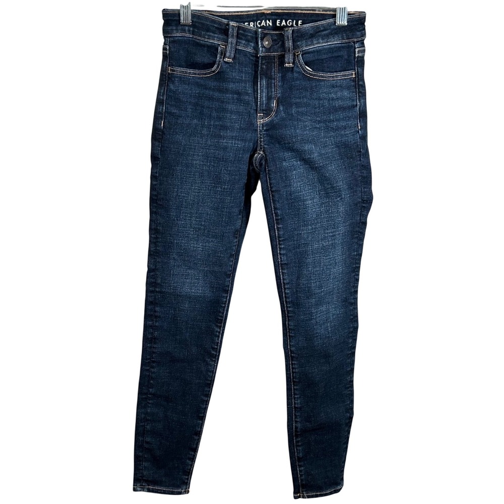 American Eagle Next Level Stretch Jegging Dark Wash Skinny Jeans 00 Short Indigo